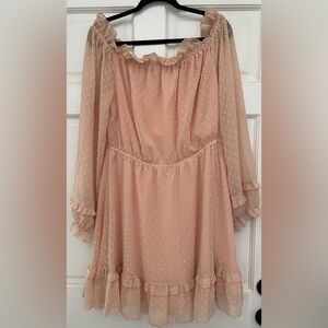 Peach colored peasant dress by Racheal size 1x
